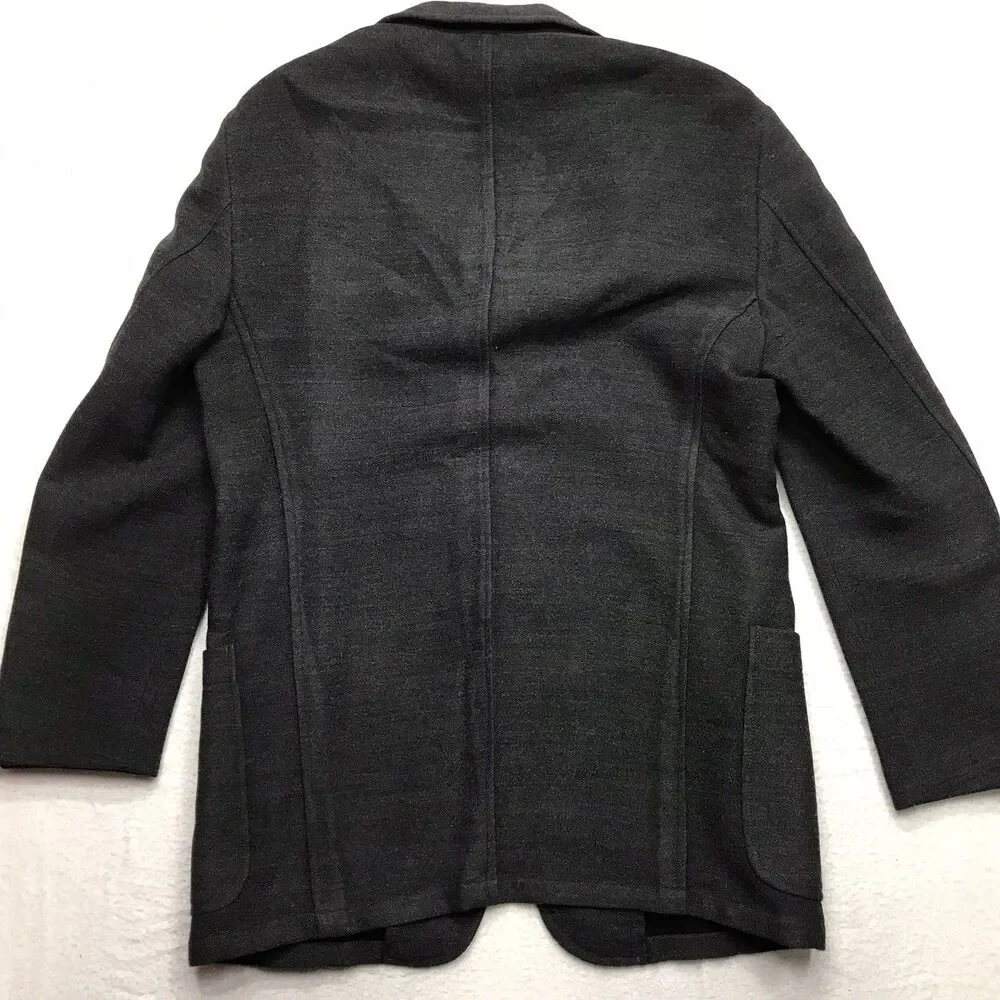 ARMANI COLLEZIONI Blazer Men 40 Charcoal Gray 100% Wool Pockets Made in Italy